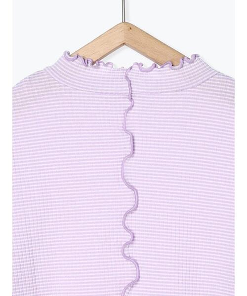 Samansa Mos2(サマンサ モスモス)の「ボーダーテレコスタンドネックカットソー(Tシャツ/カットソー・レディース・パープル/グリーン/ブラウン/ブラック・F)」の6枚目の写真