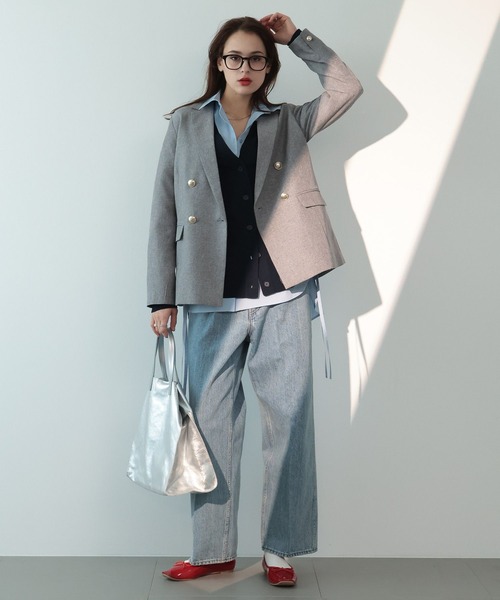 saloon（サルーン）の「SALOON(サルーン)/Vネックポケットカーデ（カーディガン/ボレロ・レディース・ライトベージュ/オレンジ/ネイビー・FREE）」の4枚目の写真