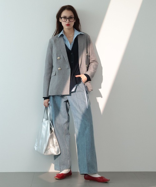 saloon（サルーン）の「SALOON(サルーン)/Vネックポケットカーデ（カーディガン/ボレロ・レディース・ライトベージュ/オレンジ/ネイビー・FREE）」の5枚目の写真