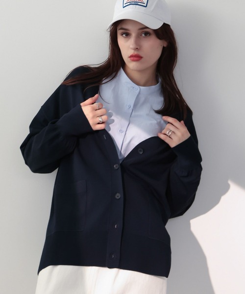 saloon（サルーン）の「SALOON(サルーン)/Vネックポケットカーデ（カーディガン/ボレロ・レディース・ライトベージュ/オレンジ/ネイビー・FREE）」の13枚目の写真