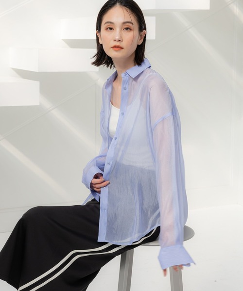 LAKOLE(ラコレ)の「オーガンジーシアーシャツ / 111119(シャツ/ブラウス・レディース・ブラック/ライトブルー/コーラル/オフホワイト・MEDIUM/SMALL)」の12枚目の写真