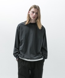 【SLICK/スリック】Micro Border Drawstring L/S T-Shirt / マイクロボーダードローストリングロングスリーブTシャツ / オーバーサイズ シルエット / ヘビーウェイト