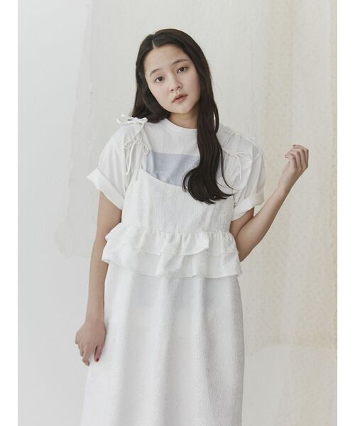 merry jenny（メリージェニー）の「ジャガードリボンキャミワンピース（ワンピース・レディース・オフホワイト/ブラック/グリーン・FREE）」の16枚目の写真