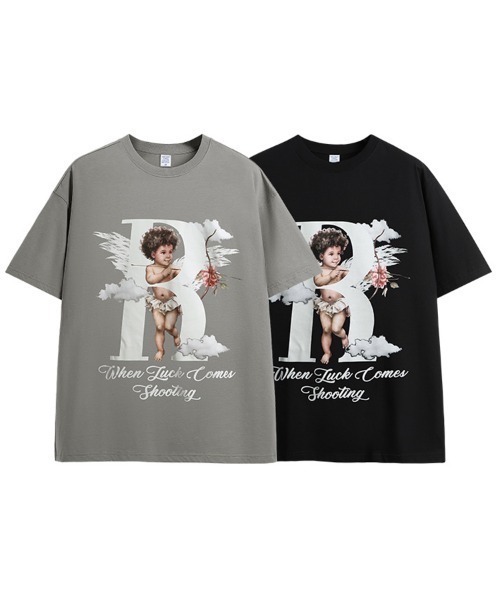 Ressaca（レサーカ）の「オーバーサイズ キューピッドグラフィックプリントTシャツ（Tシャツ/カットソー・メンズ・グレー/ブラック・XL/L/M）」の4枚目の写真