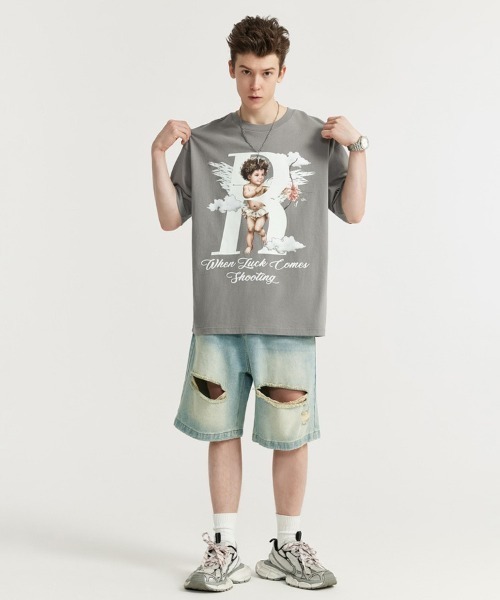 Ressaca（レサーカ）の「オーバーサイズ キューピッドグラフィックプリントTシャツ（Tシャツ/カットソー・メンズ・グレー/ブラック・XL/L/M）」の18枚目の写真