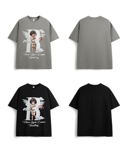 Ressaca（レサーカ）の「オーバーサイズ キューピッドグラフィックプリントTシャツ（Tシャツ/カットソー・メンズ・グレー/ブラック・XL/L/M）」の5枚目の写真