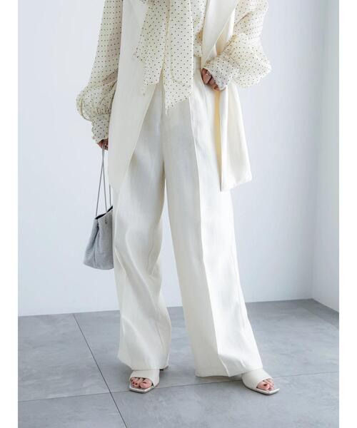 Te chichi（テチチ）の「シャイニーワイドパンツ（セットアップ可）（その他パンツ・レディース・イエロー/オフホワイト・F）」の3枚目の写真