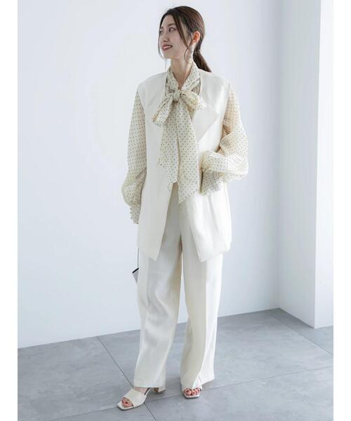 Te chichi（テチチ）の「シャイニーワイドパンツ（セットアップ可）（その他パンツ・レディース・イエロー/オフホワイト・F）」の5枚目の写真