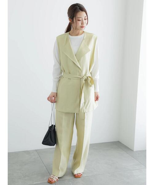 Te chichi（テチチ）の「シャイニーワイドパンツ（セットアップ可）（その他パンツ・レディース・イエロー/オフホワイト・F）」の6枚目の写真