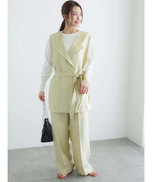 Te chichi（テチチ）の「シャイニーワイドパンツ（セットアップ可）（その他パンツ・レディース・イエロー/オフホワイト・F）」の7枚目の写真