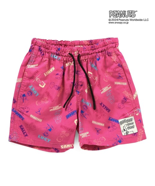 F.O.KIDS(エフオーキッズ)の「F.O.KIDS/エフオーキッズ PEANUTSコラボ 総柄サマーショーツ(カーゴパンツ・キッズ・ライム/ピンク/ブラック・130/140/150)」の3枚目の写真