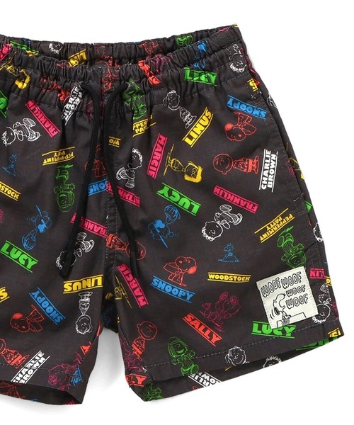 F.O.KIDS(エフオーキッズ)の「F.O.KIDS/エフオーキッズ PEANUTSコラボ 総柄サマーショーツ(カーゴパンツ・キッズ・ライム/ピンク/ブラック・130/140/150)」の1枚目の写真