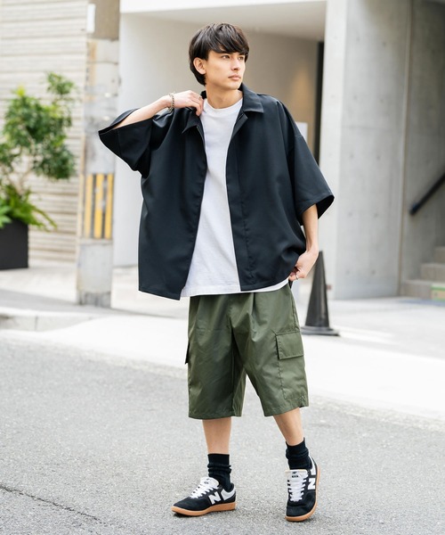 ワンタック ワイドミリタリーカーゴイージーショートパンツ