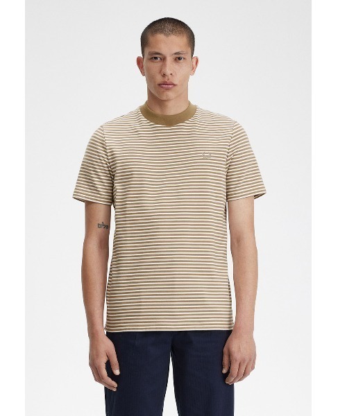 FRED PERRY フレッドペリー ファインストライプ ヘビーウエイトTシャツ FRED PERRY フレッドペリー ファインストライプ ヘビーウエイトTシャツ