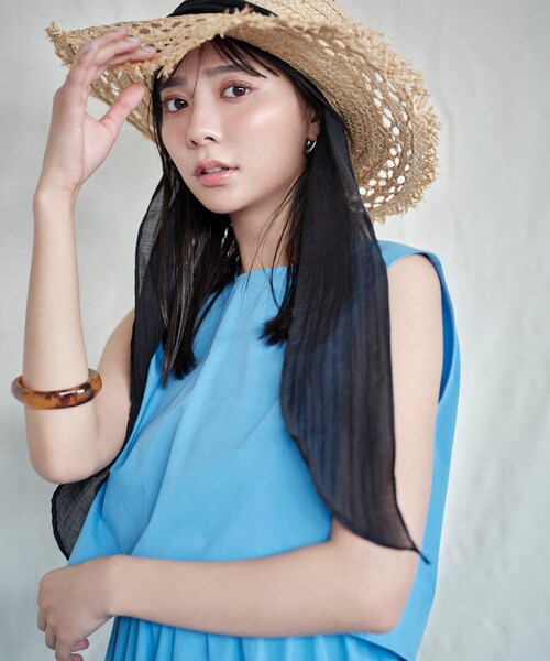 N.(N. Natural Beauty Basic)(エヌエヌナチュラルビューティーベーシック)の「◆ラフィアフリンジカンカン帽(ハット・レディース・ブラック/ベージュ・フリ-)」の1枚目の写真