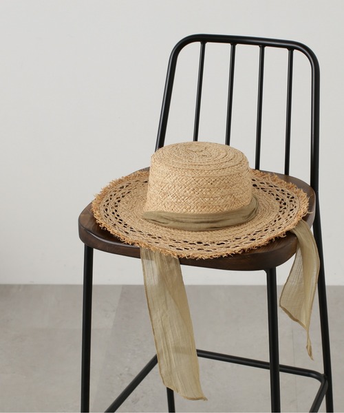 N.(N. Natural Beauty Basic)(エヌエヌナチュラルビューティーベーシック)の「◆ラフィアフリンジカンカン帽(ハット・レディース・ブラック/ベージュ・フリ-)」の11枚目の写真