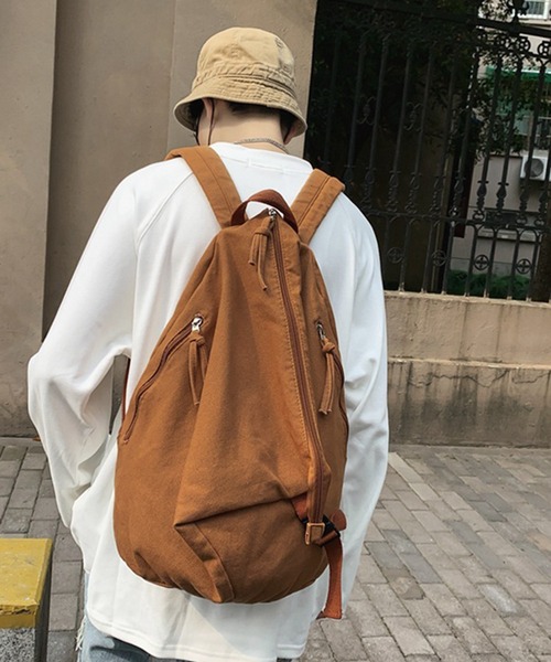aimoha（アイモハ）の「aimoha outdoor　ユニセックス　キャンバスリュック（バックパック/リュック・レディース・グリーン/ブラウン/ブラック/ホワイト・FREE）」の3枚目の写真