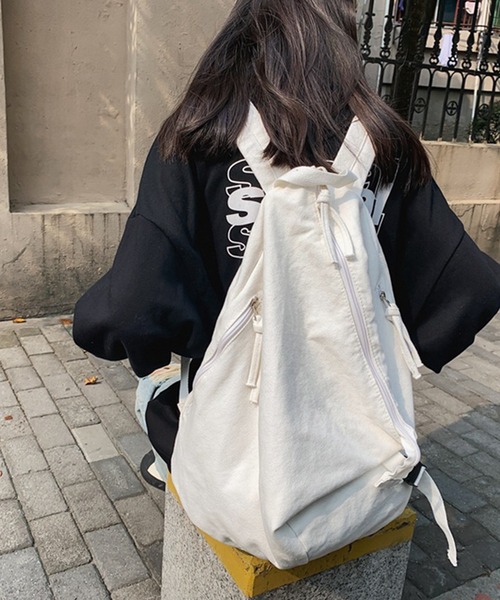aimoha（アイモハ）の「aimoha outdoor　ユニセックス　キャンバスリュック（バックパック/リュック・レディース・グリーン/ブラウン/ブラック/ホワイト・FREE）」の6枚目の写真