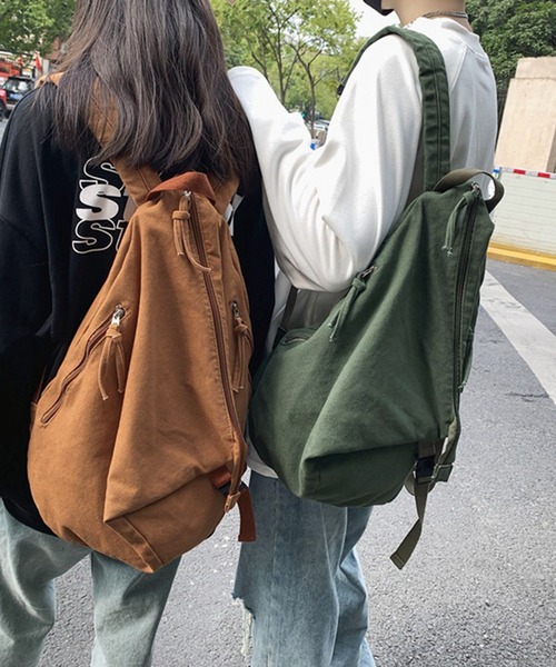 aimoha（アイモハ）の「aimoha outdoor　ユニセックス　キャンバスリュック（バックパック/リュック・レディース・グリーン/ブラウン/ブラック/ホワイト・FREE）」の10枚目の写真