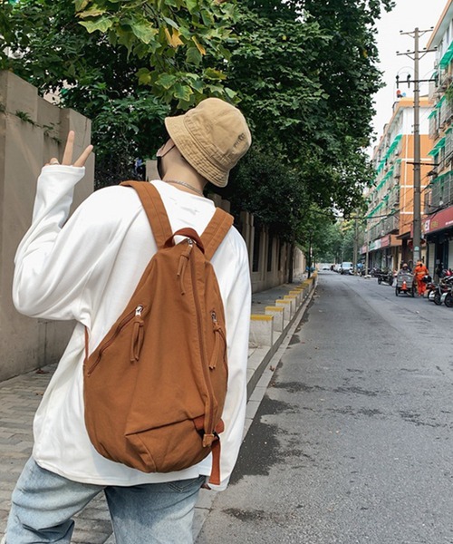 aimoha（アイモハ）の「aimoha outdoor　ユニセックス　キャンバスリュック（バックパック/リュック・レディース・グリーン/ブラウン/ブラック/ホワイト・FREE）」の13枚目の写真