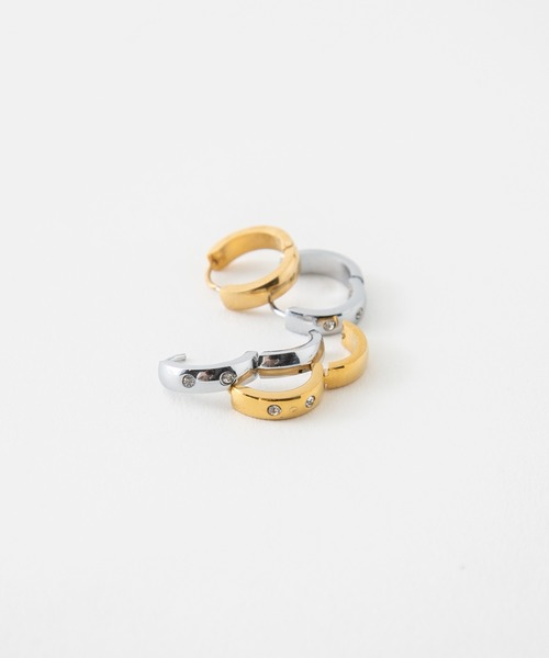 Os accessory(オズアクセサリー)の「【Os】オズ【金属アレルギー対応】ガラスストーン フープピアス(ピアス(両耳用)・レディース・シルバー/ゴールド・FREE)」の7枚目の写真