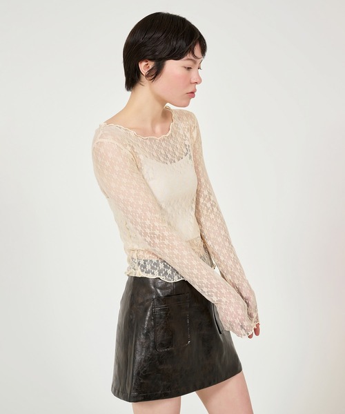 tシャツ カシュクール風 レーストップス TINA：JOJUN レディース TINA：JOJUN tシャツ カシュクール風 レーストップス レディース