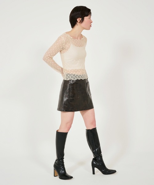 TINA:JOJUN(ティーナジョジュン)の「フラワー シアーレースカットソー TINA:JOJUN(Tシャツ/カットソー・レディース・ピンク/ライトベージュ/ホワイト・M)」の8枚目の写真