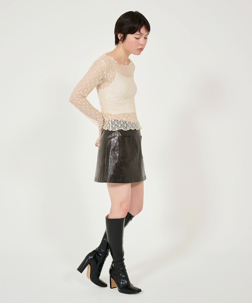 TINA:JOJUN(ティーナジョジュン)の「フラワー シアーレースカットソー TINA:JOJUN(Tシャツ/カットソー・レディース・ピンク/ライトベージュ/ホワイト・M)」の9枚目の写真