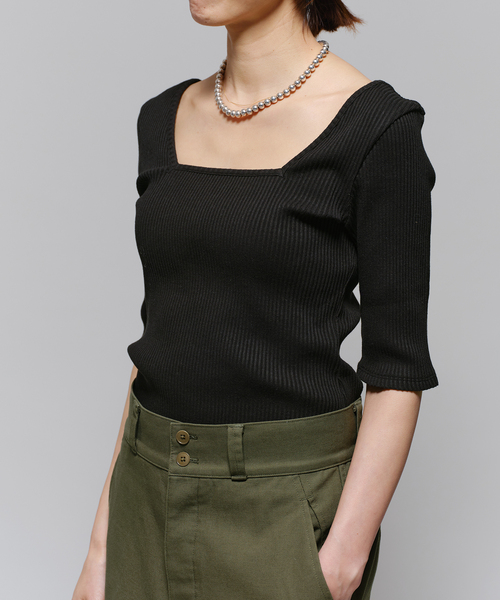IENA LA BOUCLE(イエナラブークル)の「《追加》IENA LA BOUCLE リブスクエアネックカットソー2(Tシャツ/カットソー・レディース・アイボリー/ブラック・FREE)」の8枚目の写真