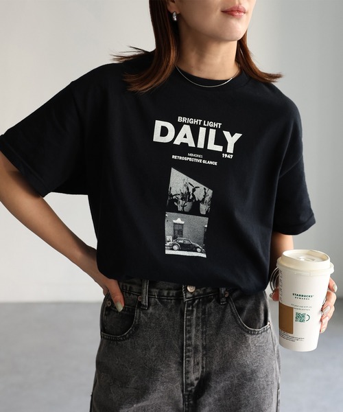 Riberry（リベリー）の「DAILYフォトプリント半袖Tシャツ（Tシャツ/カットソー・レディース・ブラック/ホワイト・MEDIUM）」の2枚目の写真