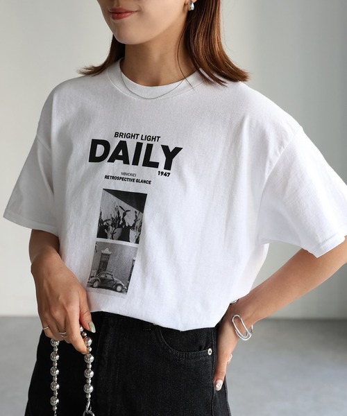 Riberry（リベリー）の「DAILYフォトプリント半袖Tシャツ（Tシャツ/カットソー・レディース・ブラック/ホワイト・MEDIUM）」の4枚目の写真