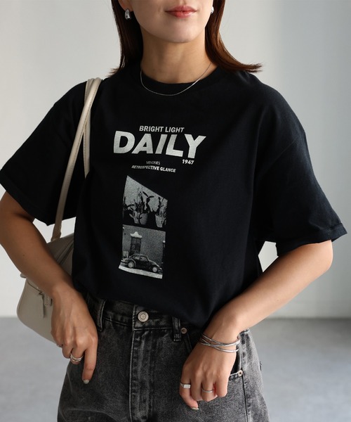 Riberry（リベリー）の「DAILYフォトプリント半袖Tシャツ（Tシャツ/カットソー・レディース・ブラック/ホワイト・MEDIUM）」の8枚目の写真