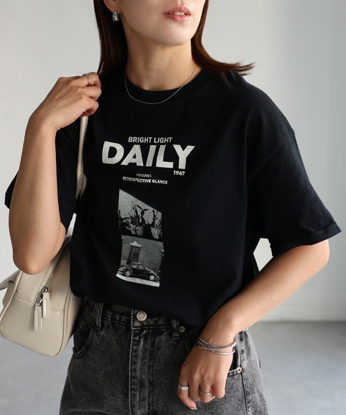 Riberry（リベリー）の「DAILYフォトプリント半袖Tシャツ（Tシャツ/カットソー・レディース・ブラック/ホワイト・MEDIUM）」の10枚目の写真