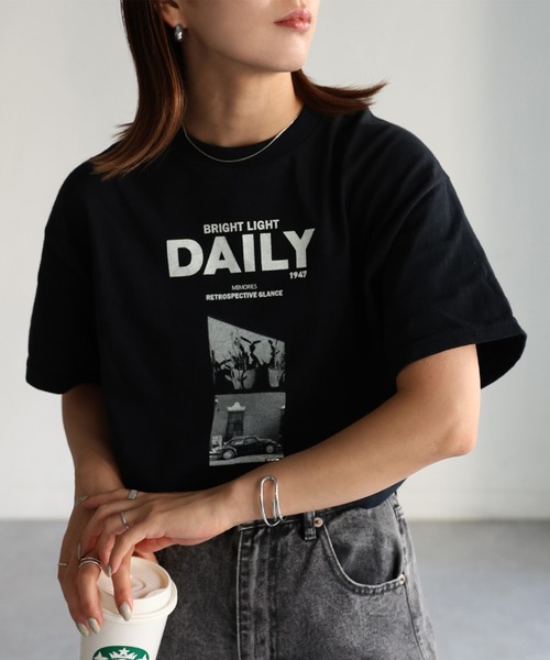 Riberry（リベリー）の「DAILYフォトプリント半袖Tシャツ（Tシャツ/カットソー・レディース・ブラック/ホワイト・MEDIUM）」の7枚目の写真