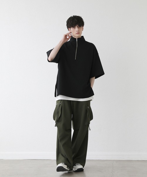 LILL（リル）の「ルーズシルエットハイウエストサスペンダーZIPポケットデニムカーゴパンツ（カーゴパンツ・メンズ・チャコール/ブラック/グレー/オリーブ/ブラック系/ブルー系/ブラック系1/ダークグレー/ブルー系1・S/M/L/XL/XS）」の21枚目の写真