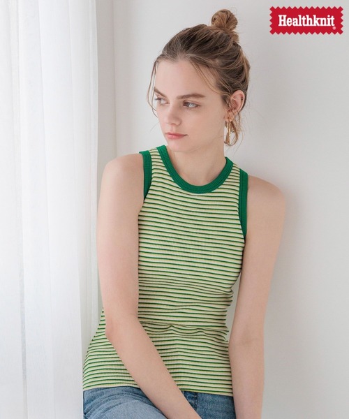 Healthknit（ヘルスニット）の「【Healthknit × bijorie】カップ付きアメスリ／NEW BASIC（タンクトップ・レディース・グリーン/ブラウン/レッド・LARGE/MEDIUM/LG）」の8枚目の写真