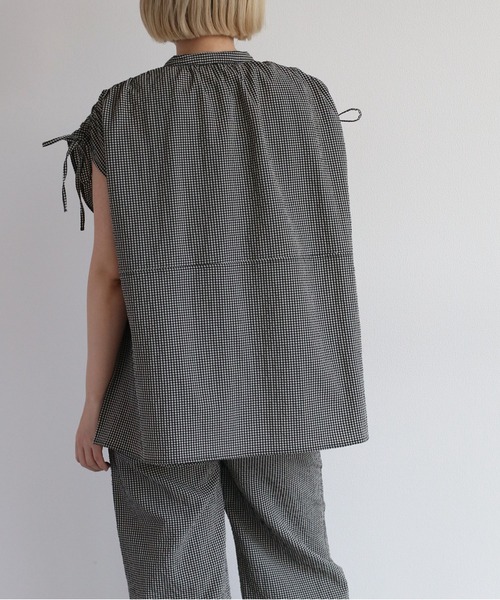 cepo（セポ）の「リサイクルポリサッカー バンドカラーペプラムシャツ＜セットアップ可能＞（シャツ/ブラウス・レディース・ブラック/ブラック×ホワイト/オリーブ・M）」の22枚目の写真