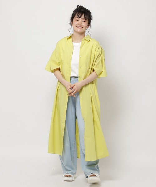 niko and...（ニコアンド）の「マーセシャーリングスリットワンピース（シャツワンピース・レディース・チャコール/イエロー/ブルー・MEDIUM/LARGE）」の12枚目の写真