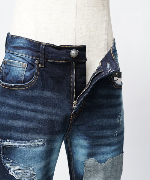 SOMEDIFF(サムディフ)の「【SOMEDIFF】リペア加工テーパードデニムパンツ メンズ(デニムパンツ・メンズ・ブルー/インディゴブルー・M/L/XL)」の12枚目の写真