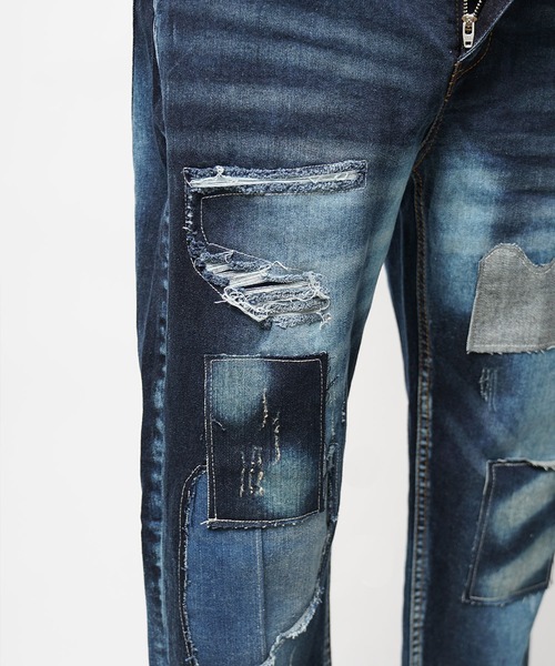 SOMEDIFF(サムディフ)の「【SOMEDIFF】リペア加工テーパードデニムパンツ メンズ(デニムパンツ・メンズ・ブルー/インディゴブルー・M/L/XL)」の14枚目の写真