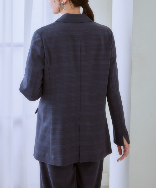 7days Life Styling(セブンデイズライフスタイリング)の「【洗える・ストレッチ】うすカル シャドーチェック柄セミワイドパンツスーツ(ダブルブレストテーラードジャケット+パンツ)(スーツセット・レディース・グレー系/ネイビー系・LL/3L/S/M/L)」の20枚目の写真