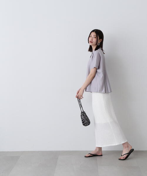 N.(N. Natural Beauty Basic)(エヌエヌナチュラルビューティーベーシック)の「◆バックプリーツバンドカラーシャツ(シャツ/ブラウス・レディース・オフホワイト/グレー/ブルー・MEDIUM)」の15枚目の写真