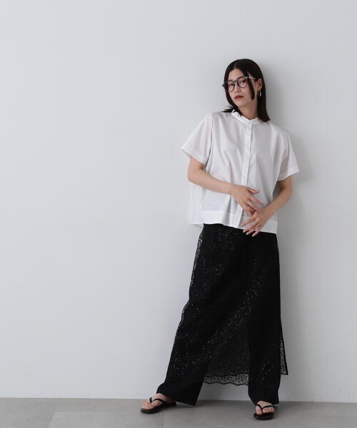 N.(N. Natural Beauty Basic)(エヌエヌナチュラルビューティーベーシック)の「◆バックプリーツバンドカラーシャツ(シャツ/ブラウス・レディース・オフホワイト/グレー/ブルー・MEDIUM)」の22枚目の写真