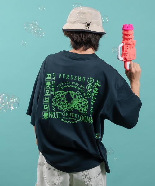 Perushu（ペルーシュ）の「Perushu × fruit of the loom コラボTシャツ（Tシャツ/カットソー・メンズ・ネイビー/オフホワイト・MEDIUM/LARGE）」の10枚目の写真