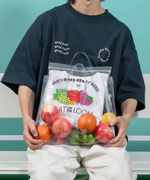 Perushu（ペルーシュ）の「Perushu × fruit of the loom コラボTシャツ（Tシャツ/カットソー・メンズ・ネイビー/オフホワイト・MEDIUM/LARGE）」の5枚目の写真