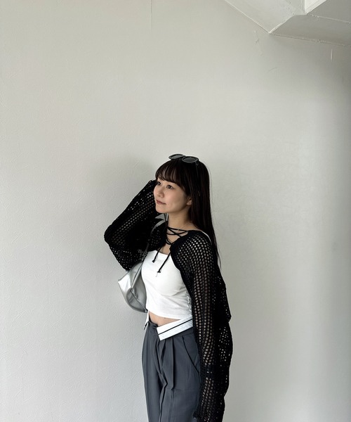 RiLi(リリ)の「クロップドローゲージカーデ【RL】(カーディガン/ボレロ・レディース・ライトベージュ/ブラック/グレー・FREE)」の10枚目の写真