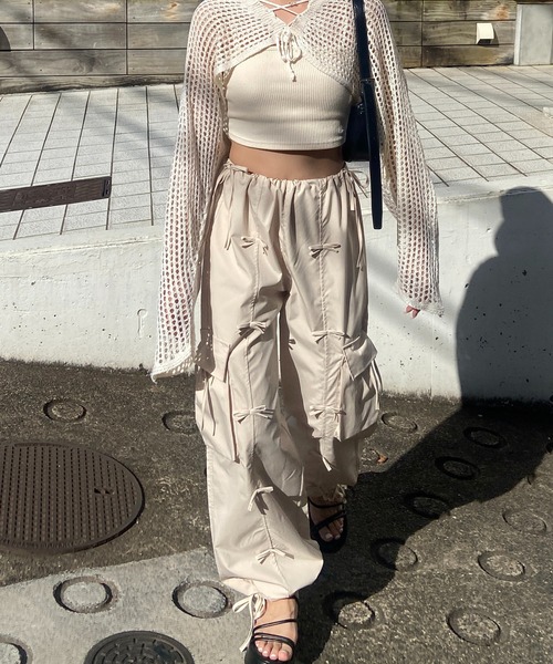 RiLi(リリ)の「クロップドローゲージカーデ【RL】(カーディガン/ボレロ・レディース・ライトベージュ/ブラック/グレー・FREE)」の6枚目の写真