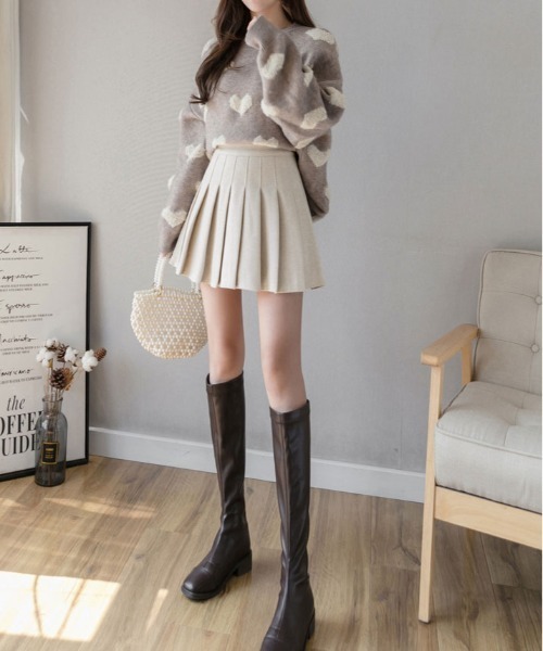 kirakiraShop(キラキラショップ)の「ウールライク プリーツ ミニスカート(スカート・レディース・ブラック/グレイッシュベージュ・S/M/L)」の13枚目の写真