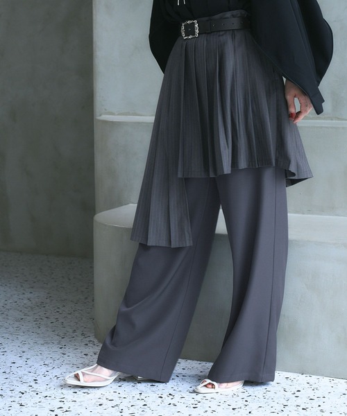 HARE（ハレ）の「イソザイレイヤードラップパンツ(HARE)（スラックス・レディース・ブラック/グリーン/ストライプ・FREE）」の8枚目の写真