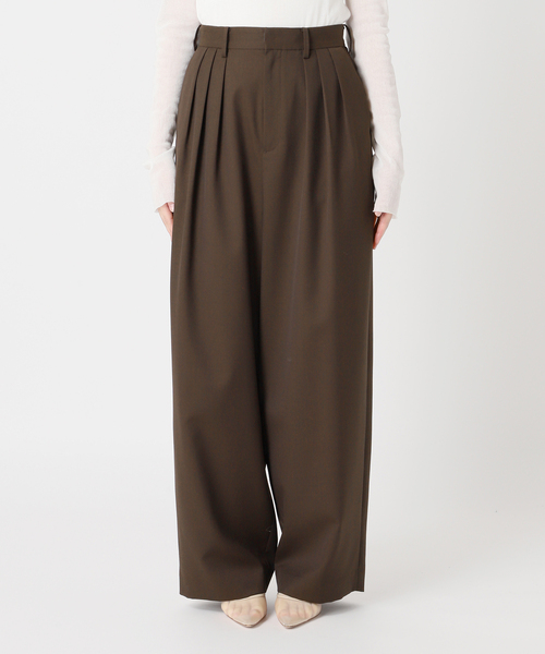 Plage　36　 THREE TUCK ワイド パンツ　ブラウン plage（プラージュ）の「THREE TUCK ワイド パンツ（スラックス